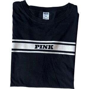 PINK Victoria's Secret Black and White Short Sleeve Tee EUC XL